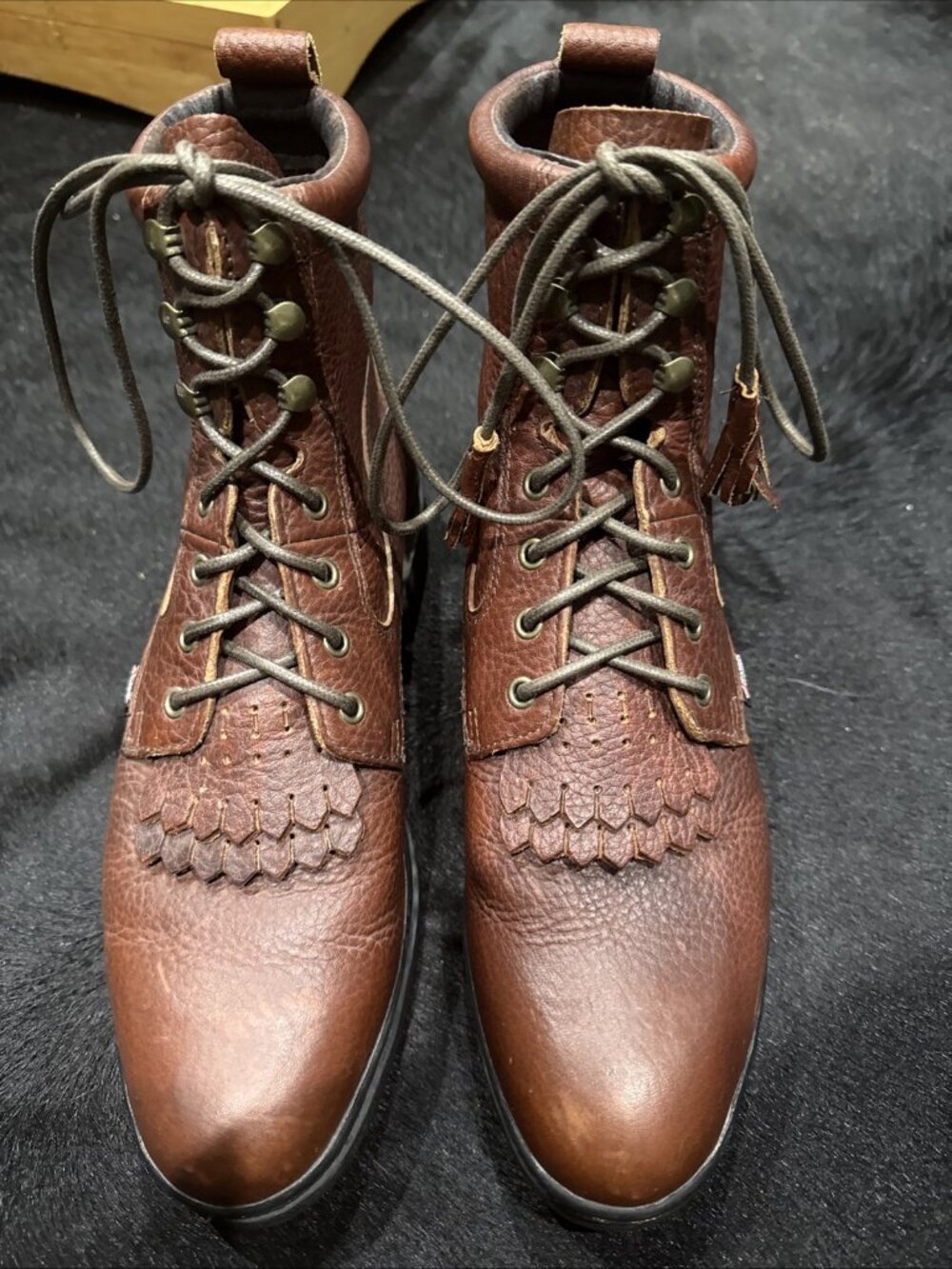 Justin L0902 Women's Kiltie Lace Up Work Boots size 8.5B Leather